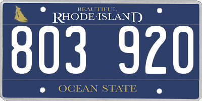 RI license plate 803920