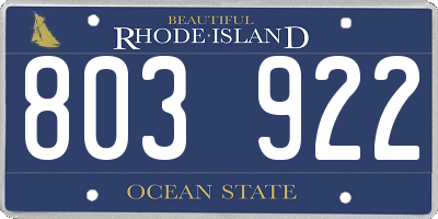 RI license plate 803922