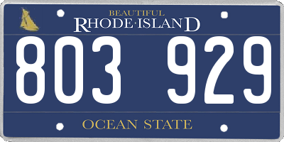 RI license plate 803929