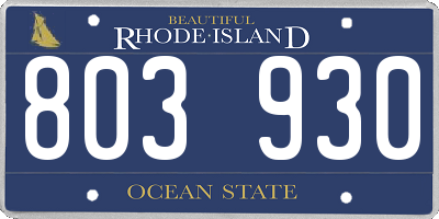 RI license plate 803930