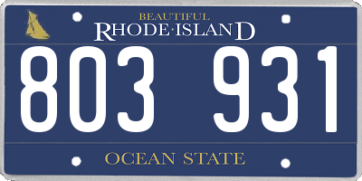 RI license plate 803931