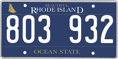 RI license plate 803932