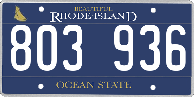RI license plate 803936