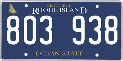 RI license plate 803938