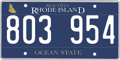RI license plate 803954