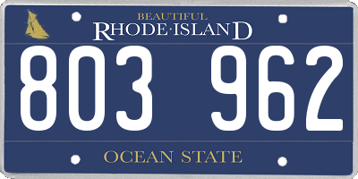 RI license plate 803962