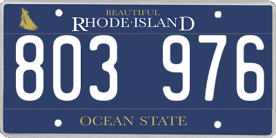 RI license plate 803976