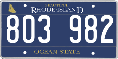RI license plate 803982