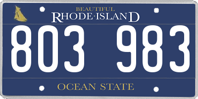 RI license plate 803983