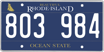 RI license plate 803984