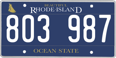 RI license plate 803987