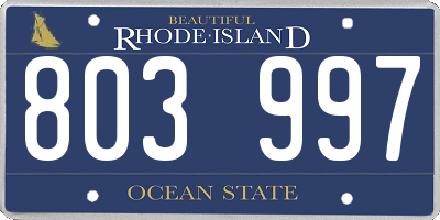 RI license plate 803997