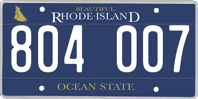 RI license plate 804007