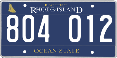 RI license plate 804012