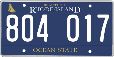 RI license plate 804017