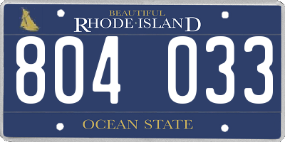 RI license plate 804033