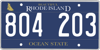 RI license plate 804203
