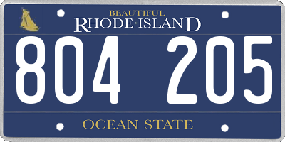 RI license plate 804205