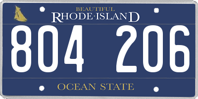 RI license plate 804206