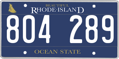 RI license plate 804289