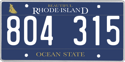 RI license plate 804315