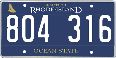 RI license plate 804316