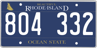 RI license plate 804332