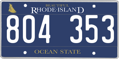 RI license plate 804353