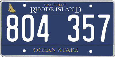 RI license plate 804357