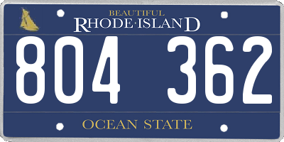 RI license plate 804362