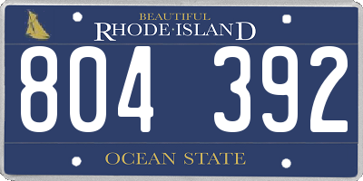 RI license plate 804392