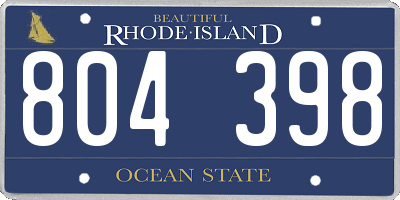RI license plate 804398