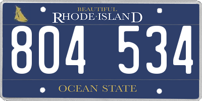 RI license plate 804534