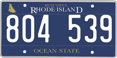 RI license plate 804539