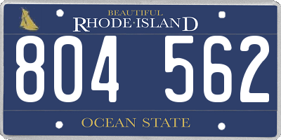 RI license plate 804562