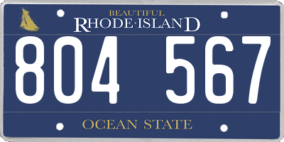 RI license plate 804567