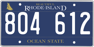 RI license plate 804612