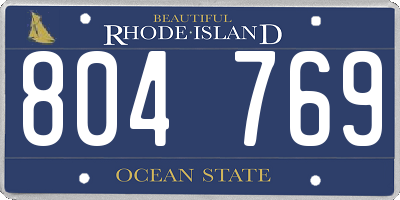 RI license plate 804769