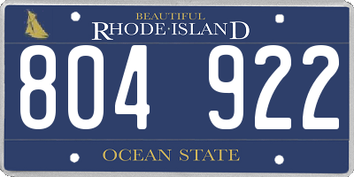 RI license plate 804922