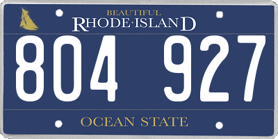RI license plate 804927
