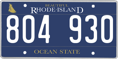 RI license plate 804930