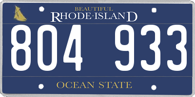 RI license plate 804933