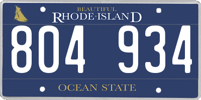 RI license plate 804934