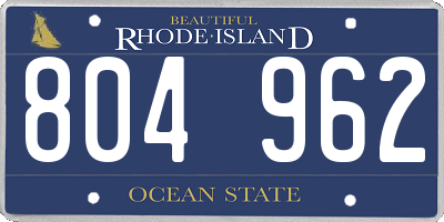RI license plate 804962