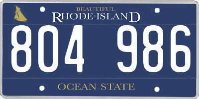 RI license plate 804986
