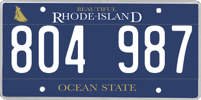 RI license plate 804987