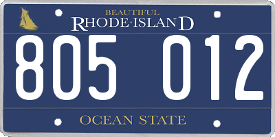 RI license plate 805012