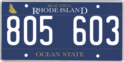 RI license plate 805603