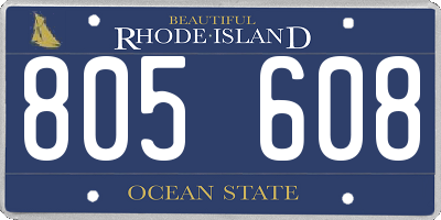 RI license plate 805608