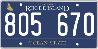RI license plate 805670
